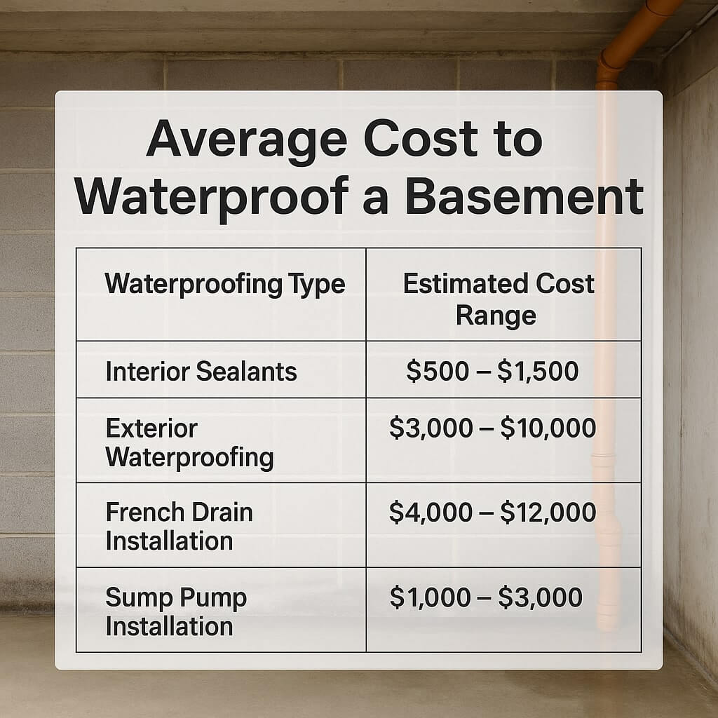 average cost to waterproof a basement